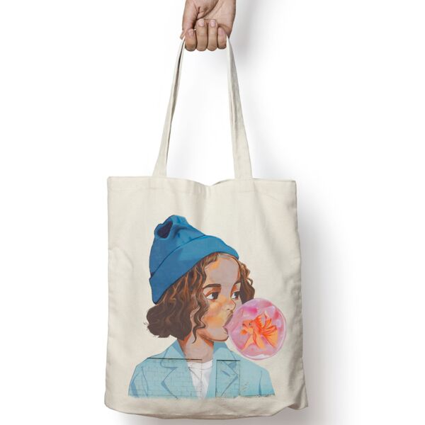 Gold Fish Girl Tote Bag By Zytoun Thumbnail